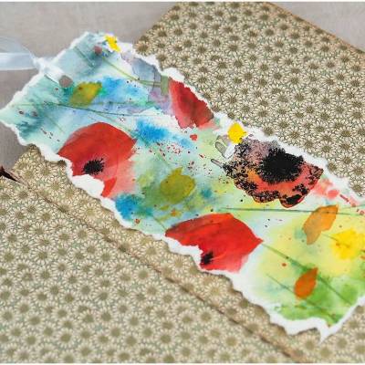 * LESEZEICHEN * AQUARELL * AQUARALLPAPIER * EINZIGARTIG * LÄNGE CA 15 CM BREITE CA 5,5 CM *