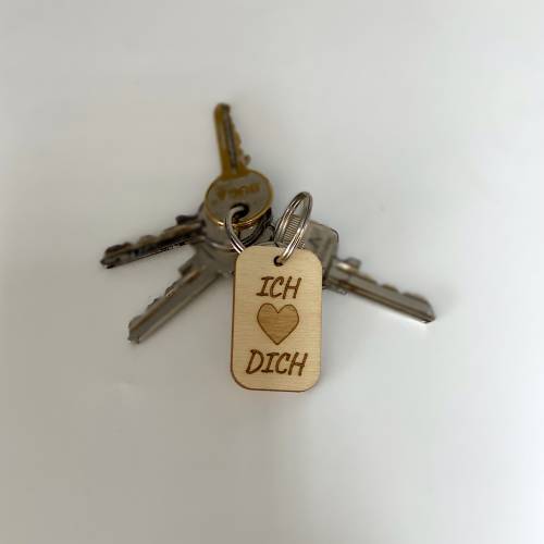 Schlüsselanhänger aus Holz Ich liebe Dich - Geschenk zum Valentinstag, Hochzeitstag, Jahrestag