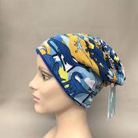 Kinder-Winter-Mütze, Long-Beanie mit Dino, warme Wendebeanie, Jersey mit Fleece gefüttert, Gr 53/54/55/56/57cm