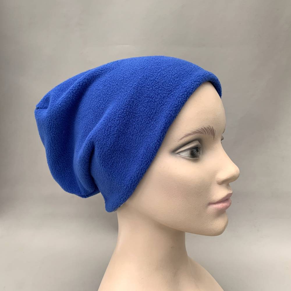 Kinder-Winter-Mütze, Long-Beanie mit Dino, warme Wendebeanie, Jersey mit Fleece gefüttert, Gr 53/54/55/56/57cm Bild 2