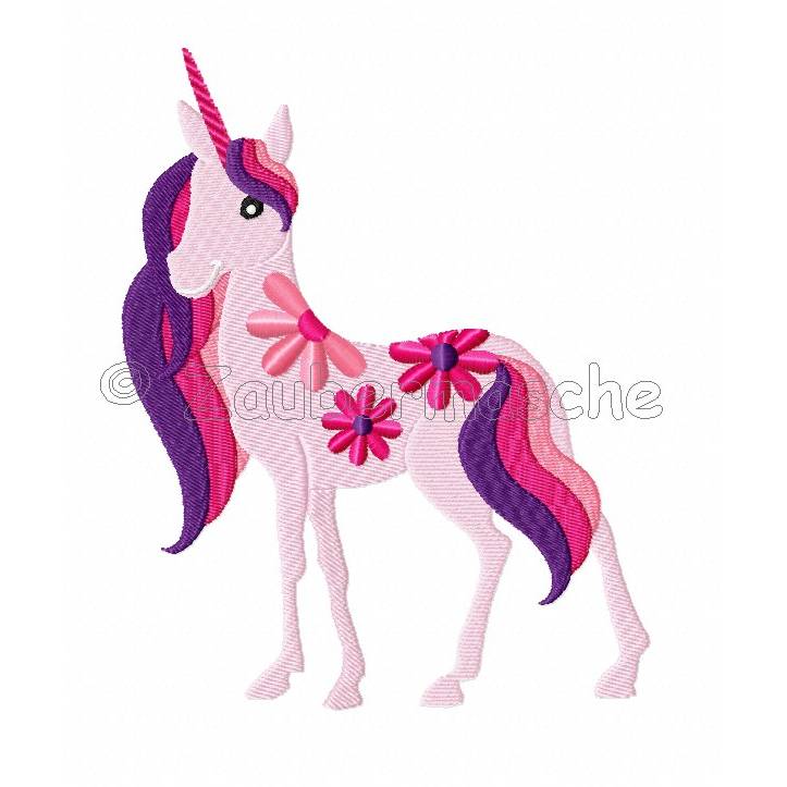 Blüten-Einhorn Stickdatei für den 13x18-Rahmen Bild 1
