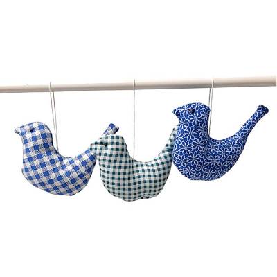 Deko Vögel im 3er Set – Stofftauben mit Perlen und Bändel zum Aufhängen