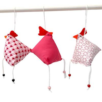 3-er Set "Verrückte Hühner", Osterhühner zum Aufhängen 