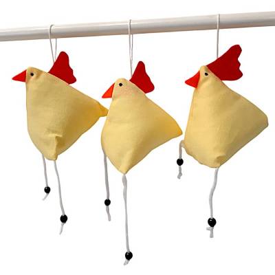 3-er Set "Verrückte Hühner", genähte Osterhühner zum Aufhängen