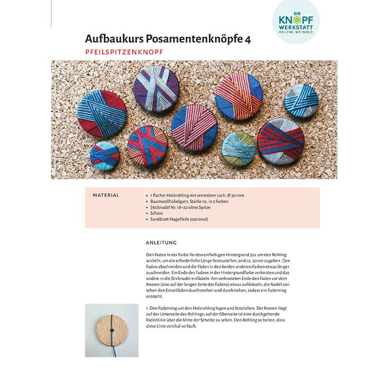 Anleitung für den Pfeilspitzenknopf (Aufbaukurs Posamentenknöpfe 4) Bild 1
