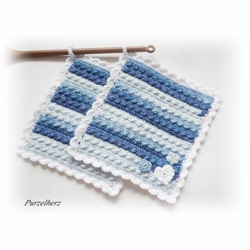 1 Paar gehäkelte Topflappen mit Herz - Küchenhelfer,Potholder,Geschenk,Einweihung Haus,Wohnung,Küche