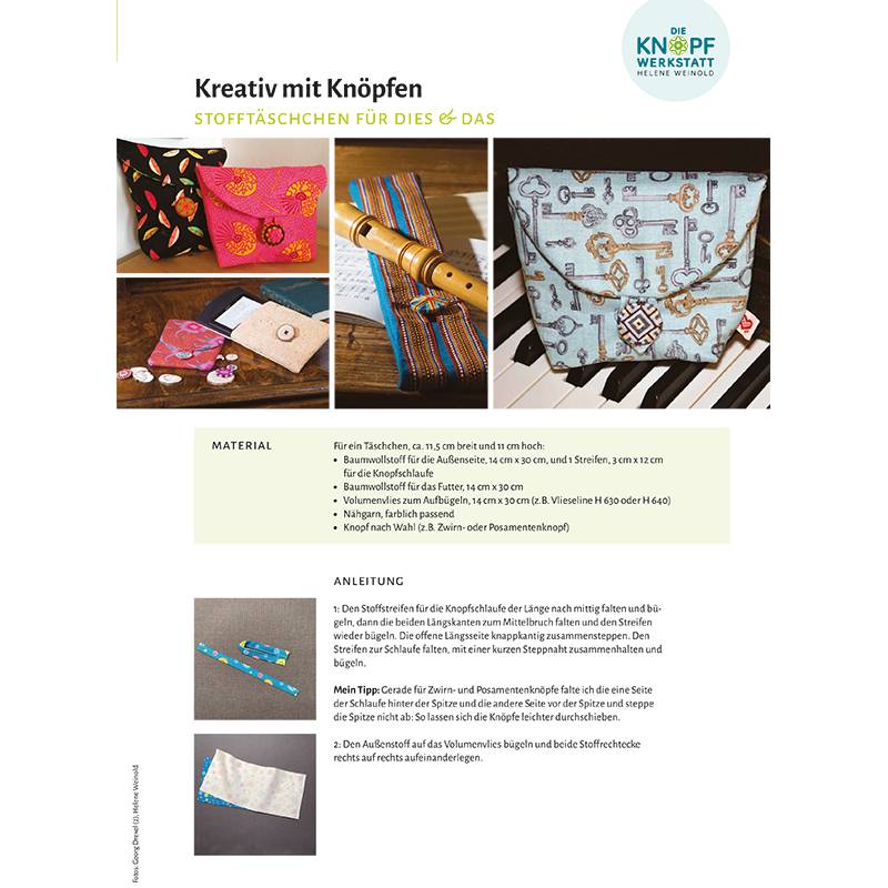 Nähanleitung für einfache Täschchen (Kreativ mit Knöpfen 1) Bild 1
