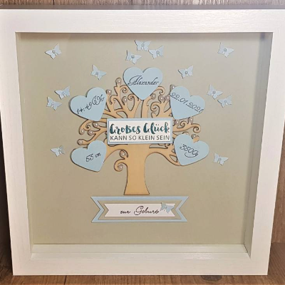 Personalisierter Bilderrahmen zur Geburt, Lebensbaum mit Geburtsdaten zur Geburt, Junge, originelles Geschenk zum Baby