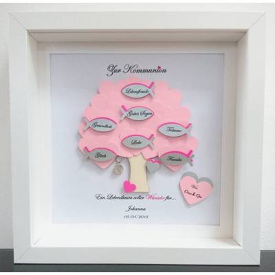 Geschenk Kommunion, Konfirmationsgeschenk, Mädchen, Patenkind, Lebensbaum, individuelles Geschenk,personalisiert