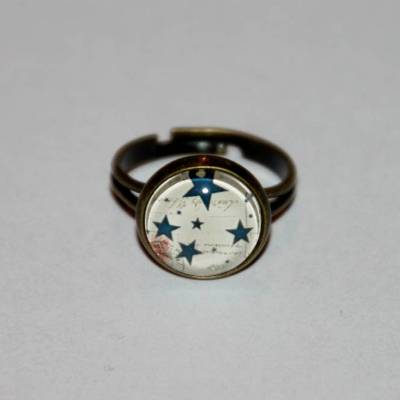 1 bronzefarbener Ring   Sterne blau