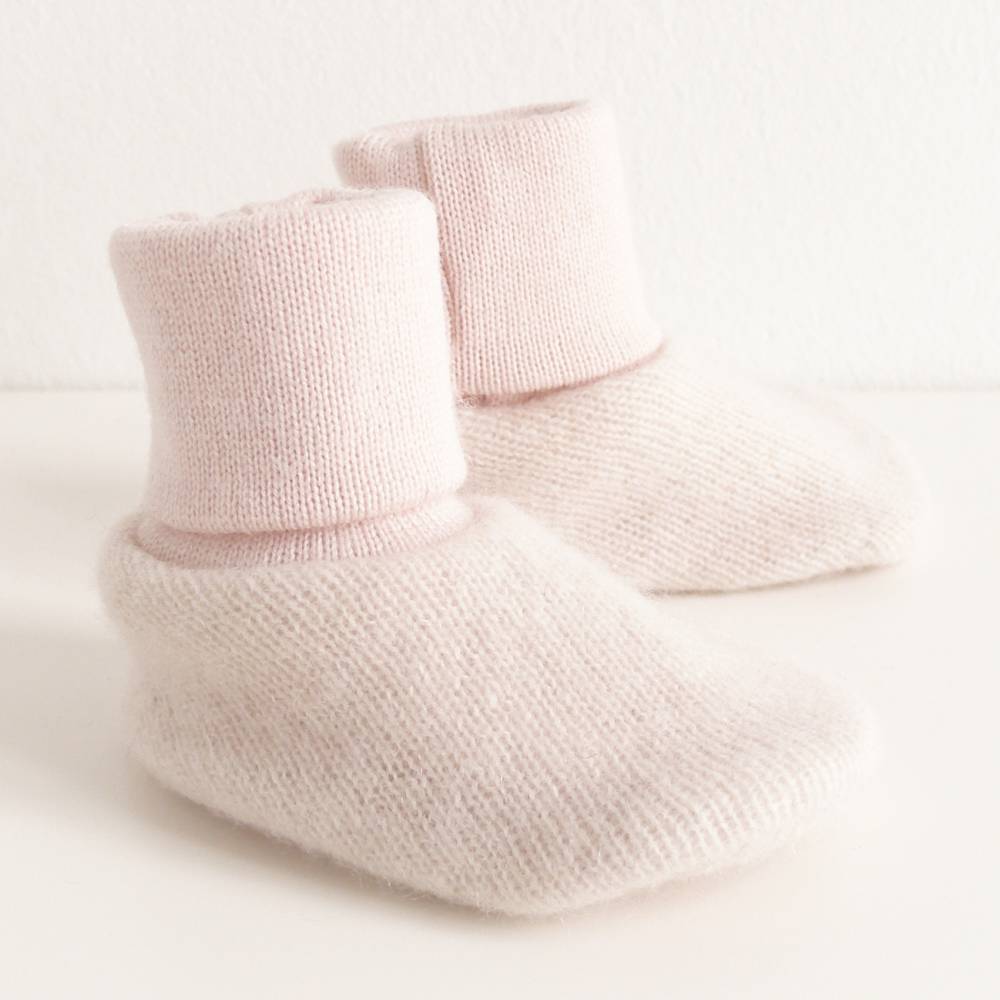 Babyschuhe, Kaschmir Merinowolle, rosa, Upcycling, Mädchen, Babypuschen, Krabbelschuhe, Wollschuhe Bild 1