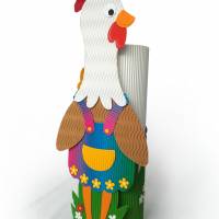 Osterhuhn mit Geschenkbox als Osternest, Osterkörbchen oder Frühlingsdeko, originelles Osternest, Tischdeko