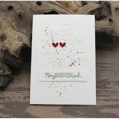 Karte zum Valentinstag – Handgemachte Grußkarte für deinen Herzensmensch, A6, mit Herzen
