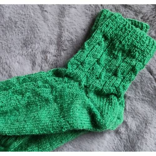 Gestrickte Kuschelsocken Zopf, einfarbig, Gr.38/39