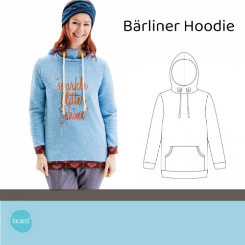 Hoodie Schnittmuster Gr. 34-52 mit Kapuze oder Kragen