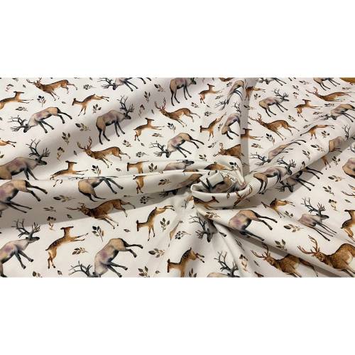 ab 50cm Waldtiere Jersey Stoff - Rehkitz, Hirsch Druckstoff