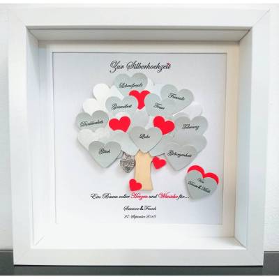 Silberhochzeit Geschenk, Hochzeitsgeschenk, 25.Jahrestag,Bilderrahmen mit Daten,personalisiert