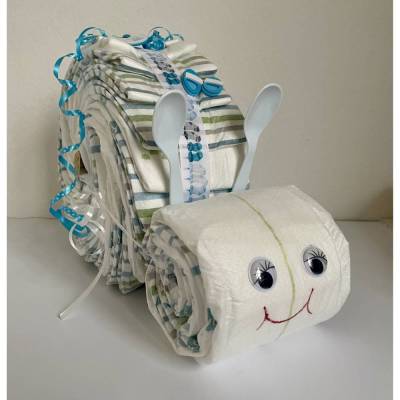Windelschnecke Junge – Originelle Windeltorte als Geschenk zur Geburt oder Babyparty