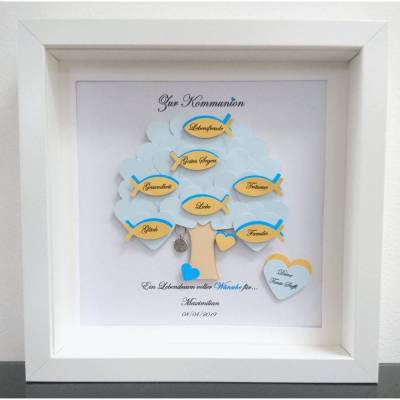 Geschenk Kommunion, Konfirmationsgeschenk, Junge, Patenkind, Lebensbaum, individuelles Geschenk, personalisiert 