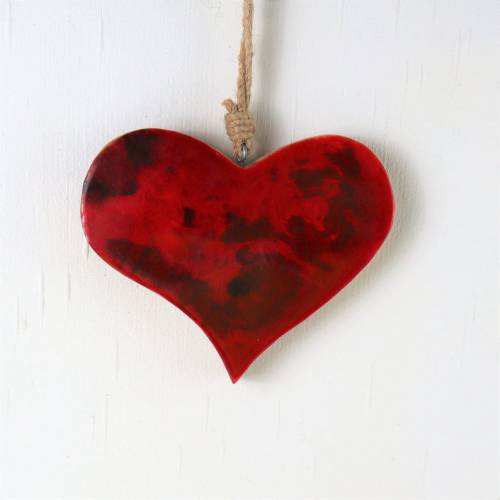 Fensterdeko Holz Herz rot klein, Floristikdeko