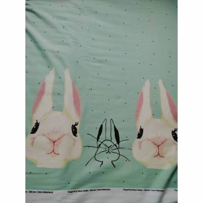 Jersey mit Hasen Borte und Punkten von Stenzo, mint, Breite 1,50 m