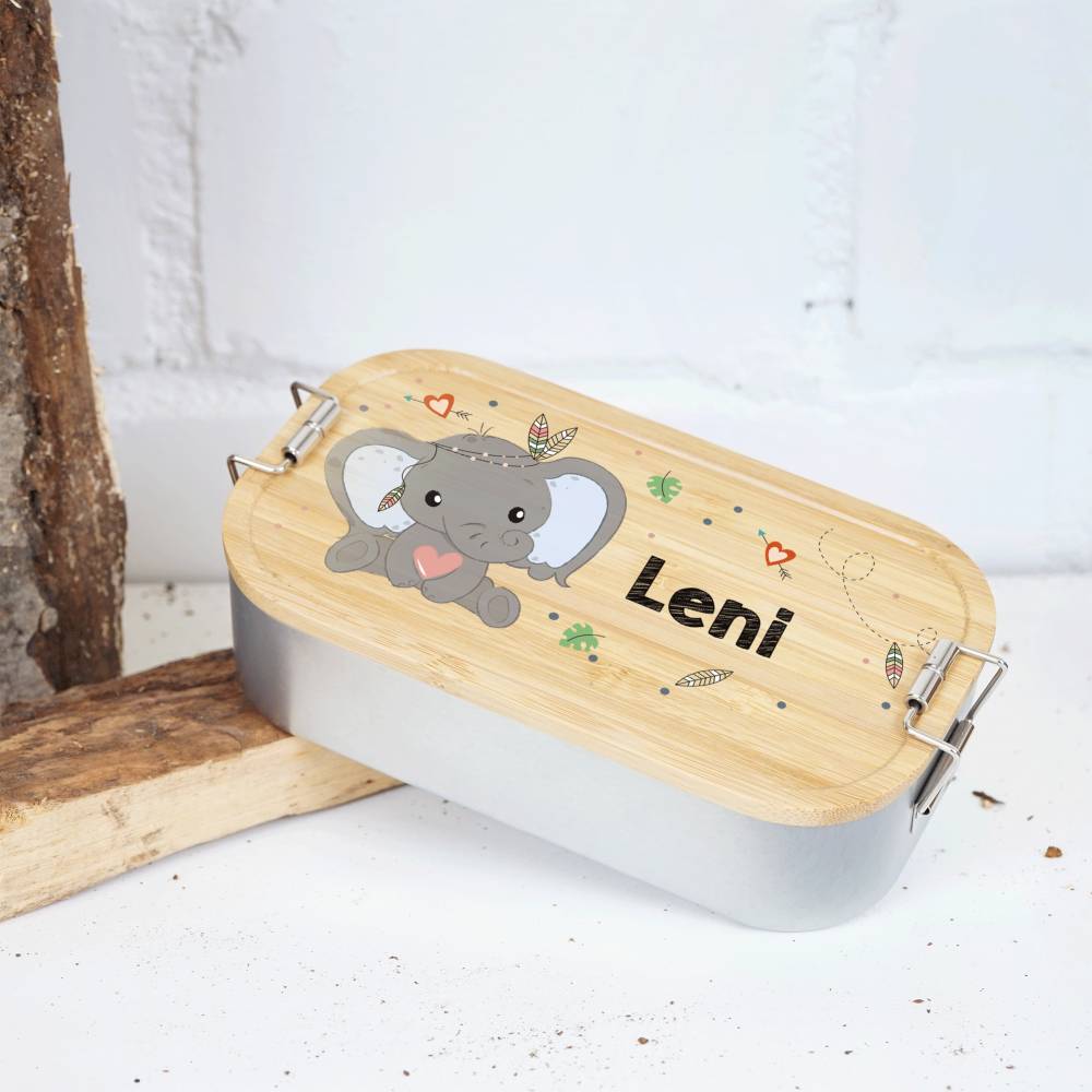 Kidsmood Personalisierte Brotdose Aus Edelstahl Mit Bambusdeckel – Mit Fächern, Kindermotiv & Name, Schadstofffrei Bedruckt – Einschulungsgeschenk Für Mädchen & Jungen