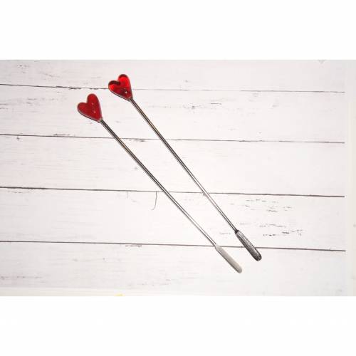 Rührlöffel mit Glas Herz klein - in rot