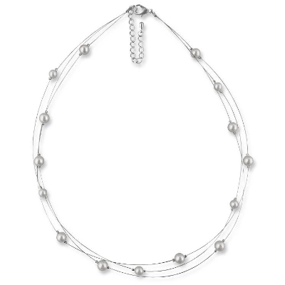 Perlenkette weiß creme, Braut Kette, 925 Silber, Schmucketui, Perlen Kette mehrreihig, Moderne Halskette, Perlencollier