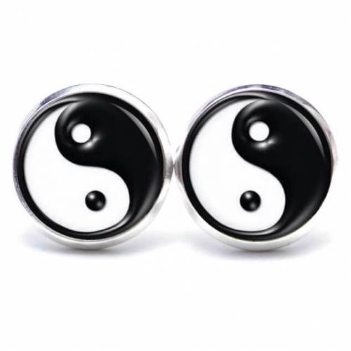 Ohrstecker Ying Yang schwarz weiß - verschiedene Größen - Edelstahl - Geschenkidee Just Trisha
