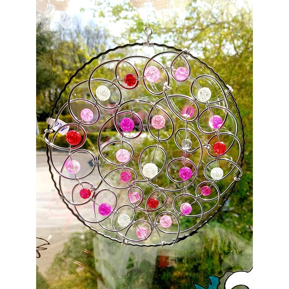 Fensterschmuck Sonnenfänger/Suncatcher Rund Rosa/Pink/Rot/Weiß in verschiedenen Größen