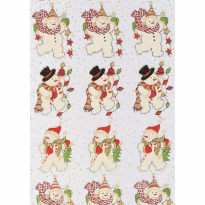 Deko-Stoff Schneemann creme-rot