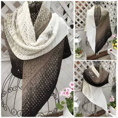 Dreieckstuch *CAFÈ LATTE* mehrfarbig  gestricktes Schultertuch mit tollem Muster