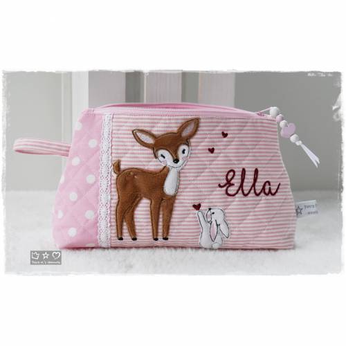 Kosmetiktasche rosa, Kitz und Wunschname