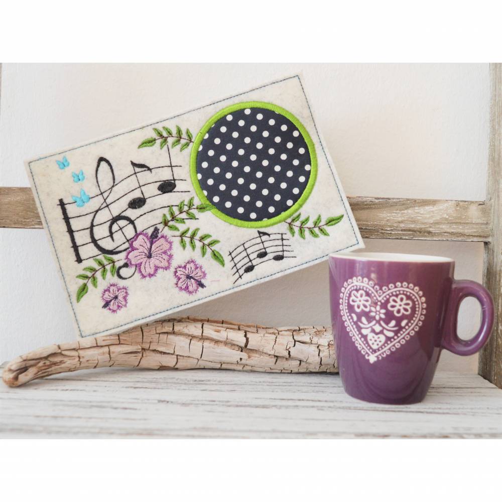 Stickdatei MugRug Musik 13x18cm und 13x20cm Bild 2