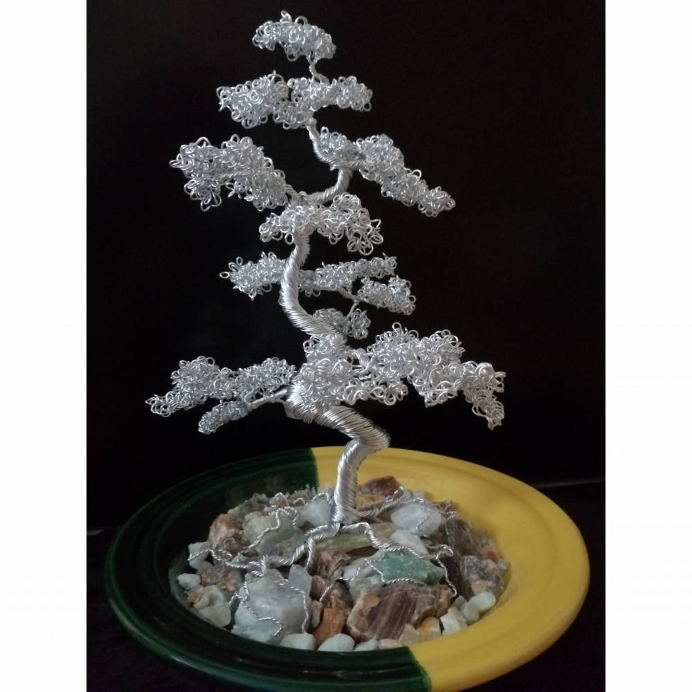 Bonsai Baum / Lebensbaum aus Aluminiumdraht in Silber/ Handgemachte  Dekoration im Boho Look