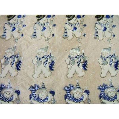 Deko-Stoff Schneemann blau-silber