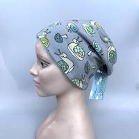 Kinder-Winter-Mütze, Long-Beanie mit Schnecke, Wendebeanie, Jersey mit Fleece gefüttert, Gr 53/54/55/56/57cm