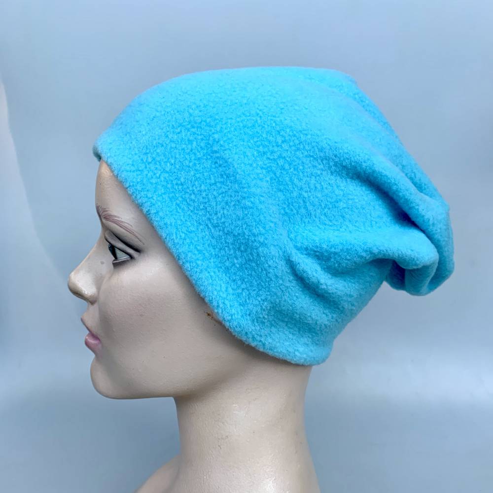 Kinder-Winter-Mütze, Long-Beanie mit Schnecke, Wendebeanie, Jersey mit Fleece gefüttert, Gr 53/54/55/56/57cm Bild 6