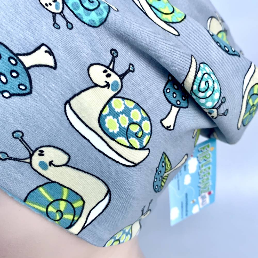 Kinder-Winter-Mütze, Long-Beanie mit Schnecke, Wendebeanie, Jersey mit Fleece gefüttert, Gr 53/54/55/56/57cm Bild 8