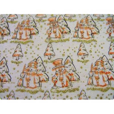 Deko-Stoff Schneemann orange-gold