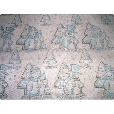 Deko-Stoff Schneemann silber-blau
