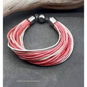 Armband gewachste Baumwolle Lachsfarben