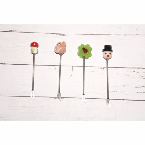 Cocktailgabel mit Glasperle Glücksbringer