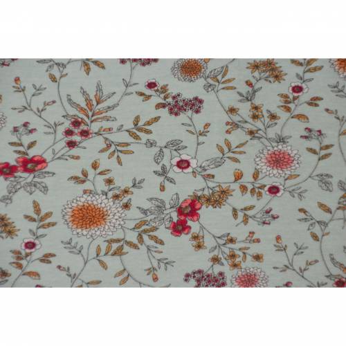 blauer Sweat-Stoff mit Blumen Gräsern Felpi von Hilco 50 x 155 cm French Terry