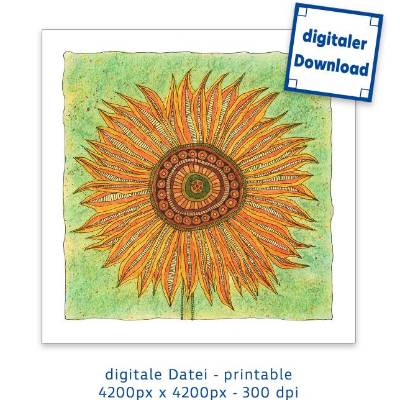Digitale Datei, Kunst zum Ausdrucken, Bild Sonnenblume, 4200 px x 4200 px, 300 dpi