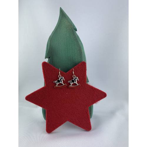 Schaukelpferd-Ohrringe * Weihnachtsohrringe * "X-Mas" * Adventskalenderfüllung * Mitbringsel * Hängeohrringe