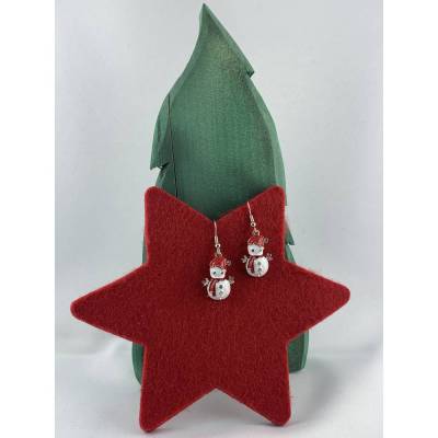 Schneemann-Ohrringe mit Glitzer * kleine Schneemänner * Weihnachtsohrringe * "X-Mas" * Adventskalenderfüllung *