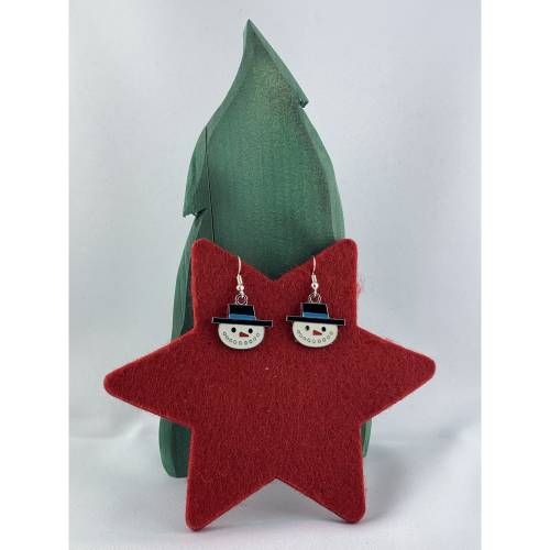 Schneemann-Ohrringe * kleine Schneemänner * Weihnachtsohrringe * "X-Mas" * Adventskalenderfüllung * Mitbringsel