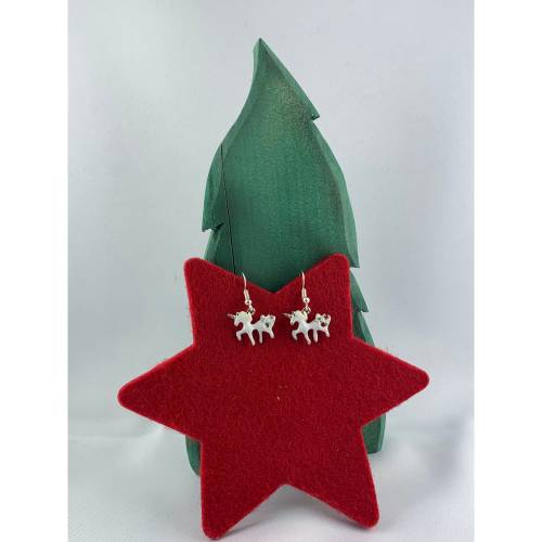 kleine weiße Einhörner * Unicorn * Ohrrhänger * Ohrringer * Einhornohrringe * Unicornohrringe * Weihnachtsohrringe * Kin