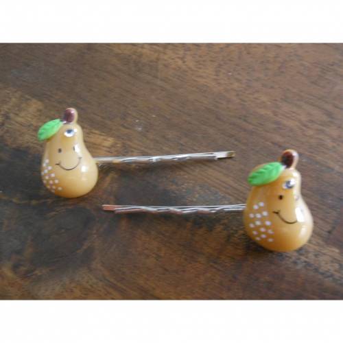 Birne mit Gesicht Haarschmuck  Haarklammern kawaii